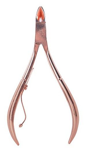 Szczypce zakrzywione R&oacute;żowe Brązowe ostrze cienka końc&oacute;wka 9mm 10,2 cm