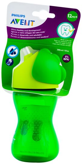 Szklanki z zieloną słomką 300 ml Szklanki z zieloną słomką 300 ml