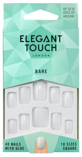 Elegant Touch Gołe kwadratowe fałszywe paznokcie 48 szt