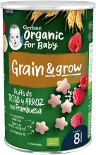 Organiczne ptysiowe płatki zbożowe i malinowa przekąska 35 gr Organiczne ptysiowe płatki zbożowe i malinowa przekąska 35 gr